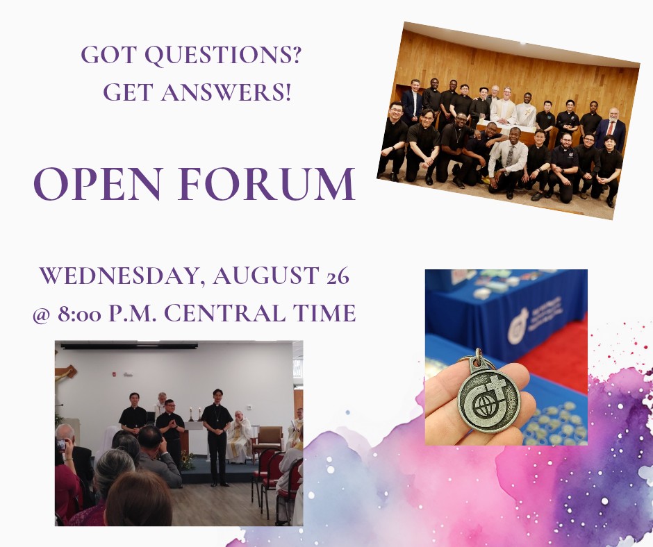 Open Forum August 26 2026 Invitation to Open Forum discussion on discerning a religious vocation